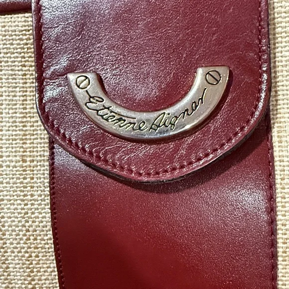 Vintage 60s-70s Etienne Aigner Leather & beige rattan purse - Picture 2 of 3